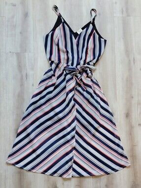 With Love Japna Striped Midi Wrap Dress Size M Style 17149